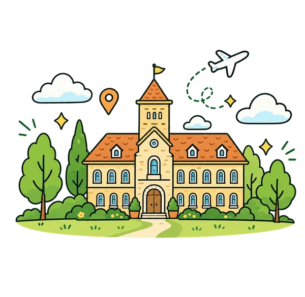 旅先の建物のイラスト